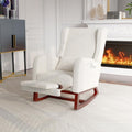 Bois Massif Blanc, Fauteuil a Bascule Design Moderne