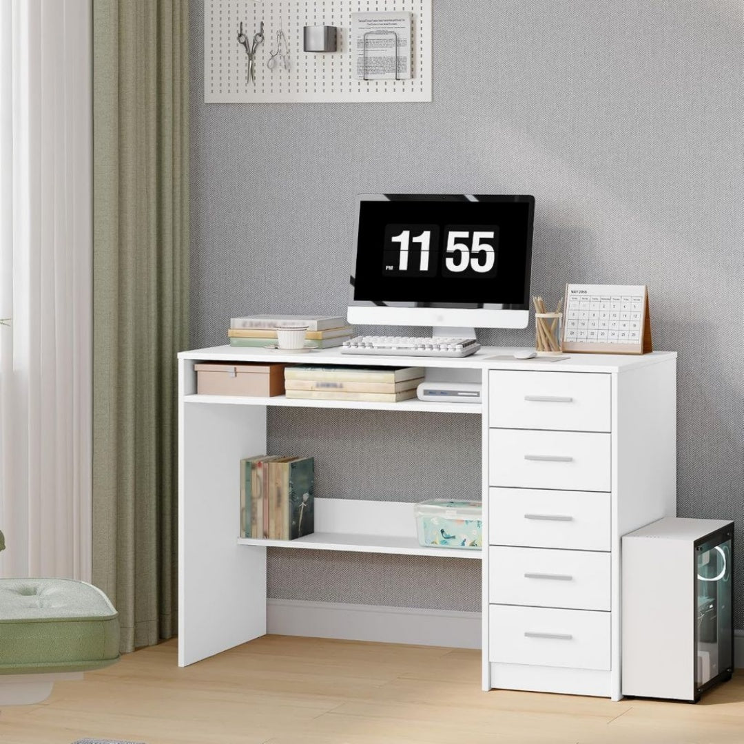Table d'Ordinateur / Bureau en Panneau de Particules de Couleur Blanc