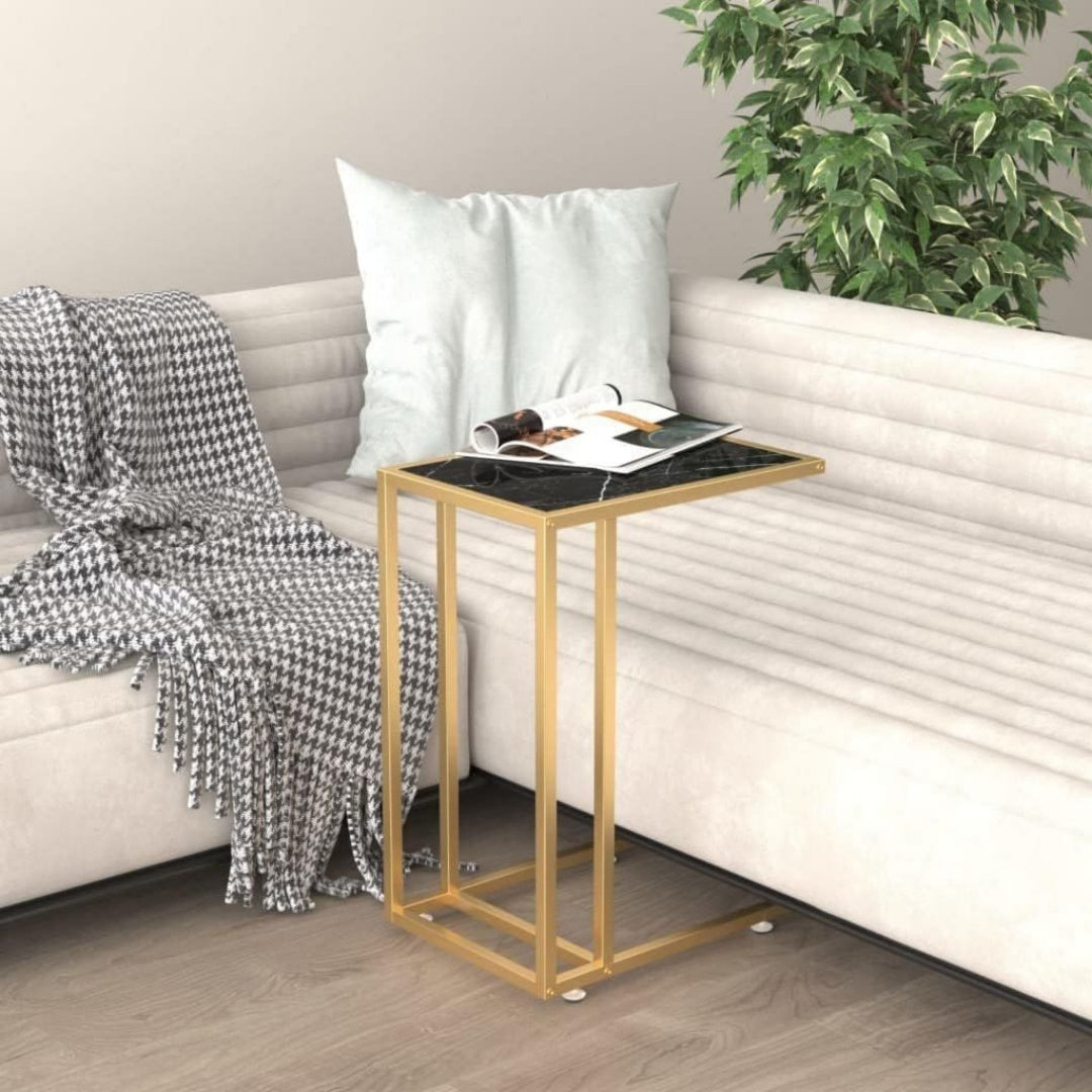 Table d'Appoint en Verre, Finition Noir