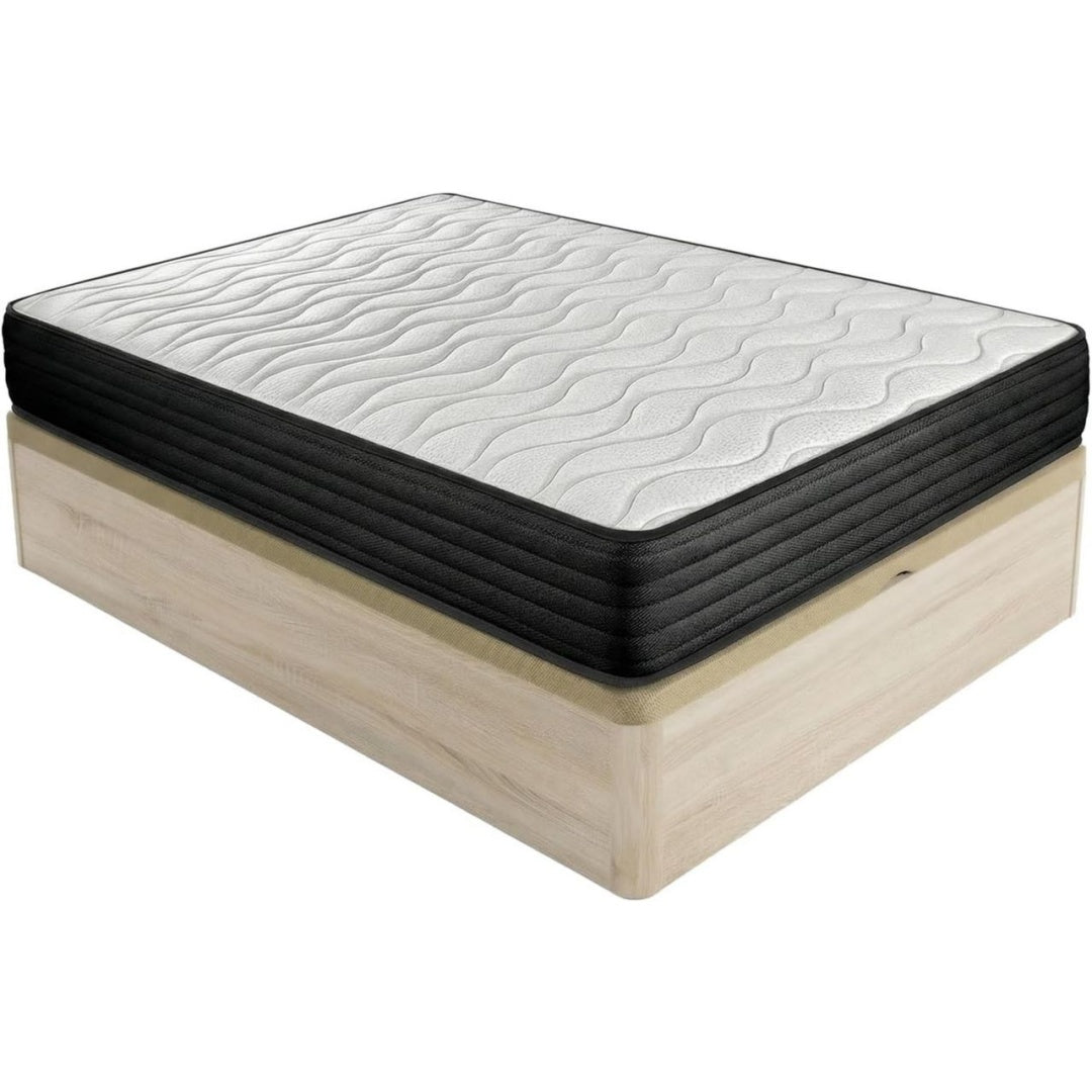 Pack matelas viscoelastique Pocket Visco reversible + coffre rabattable en bois – Canape