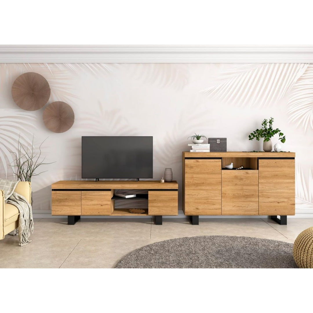 Ces meubles disponsent de plusieurs tiroirs et compartiments ouverts – Meuble
