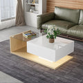 Table Basse en Verre Trempe, Finition Blanc